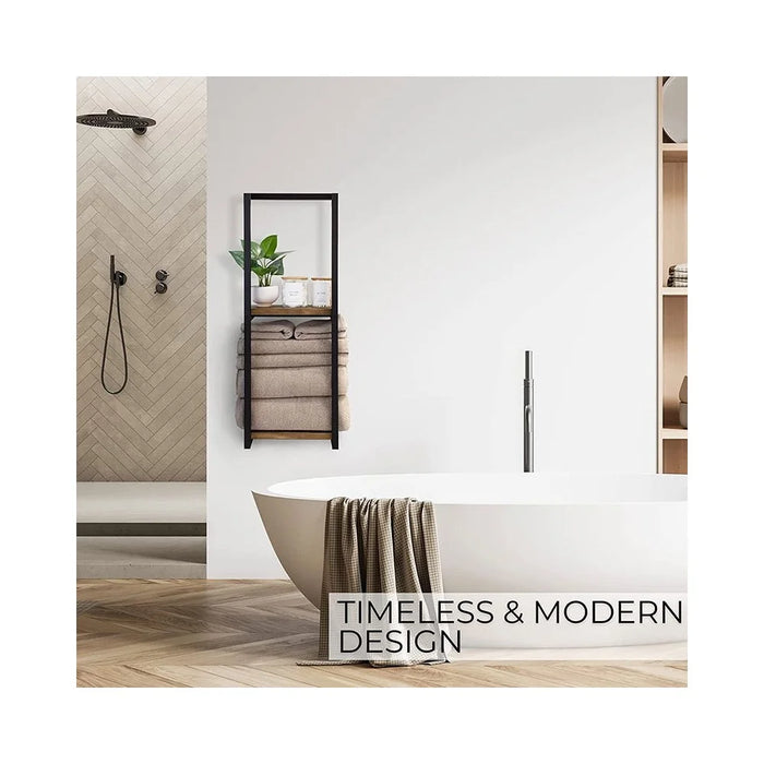 Wall Mounted Towel Rack Bathroom Organizer Iron Towel Bar Shower Storage Shelf for Toiletries / Washcloths / Bath Towels - 4
