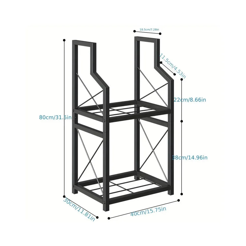 40 x 30 x 80cm Outdoor Camping Firewood Rack Stand Indoor Wood Storage Holder Organizer Metal Double Layer - 5