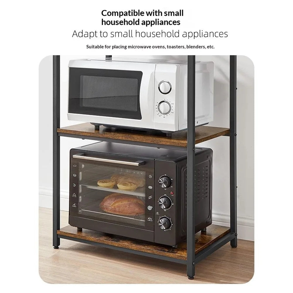 Microwave Oven Stand Kitchen Storage Rack Multi-Function Bread Shelf Multi-Layer Organizer for Home - 3