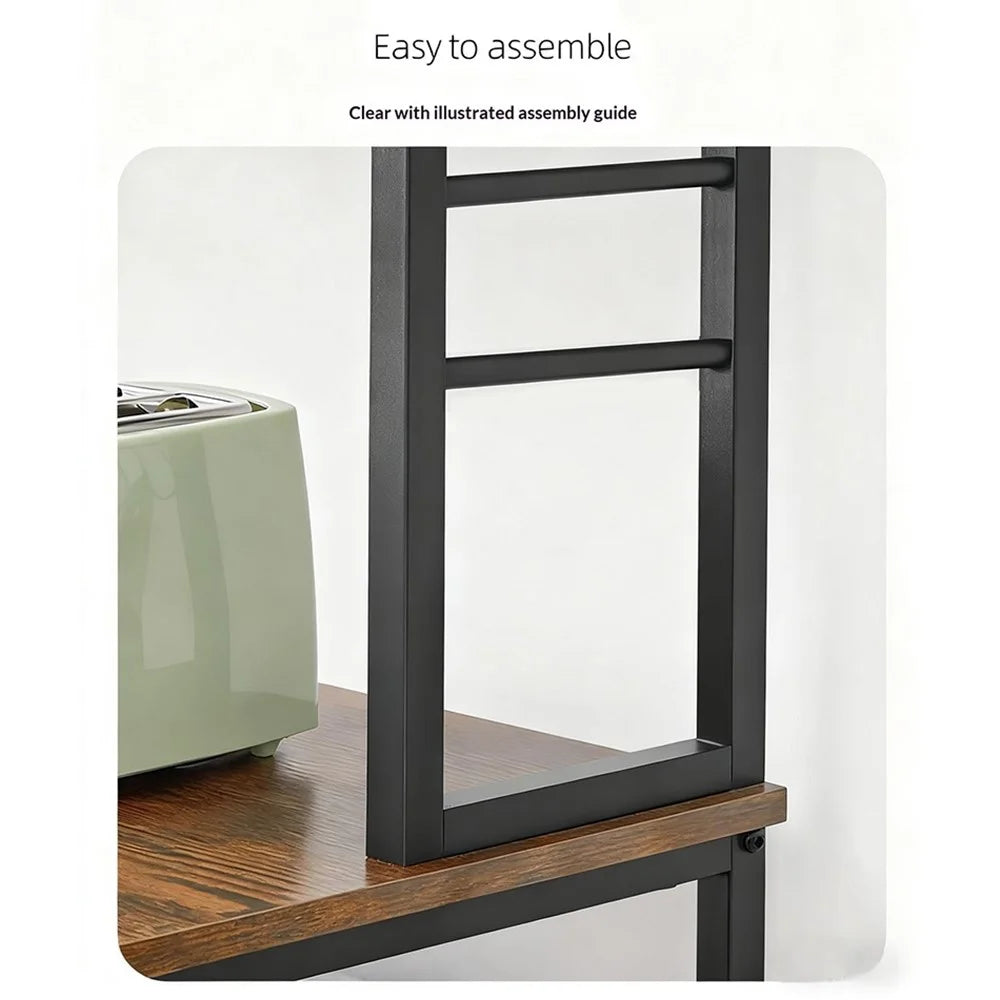 Microwave Oven Stand Kitchen Storage Rack Multi-Function Bread Shelf Multi-Layer Organizer for Home - 4