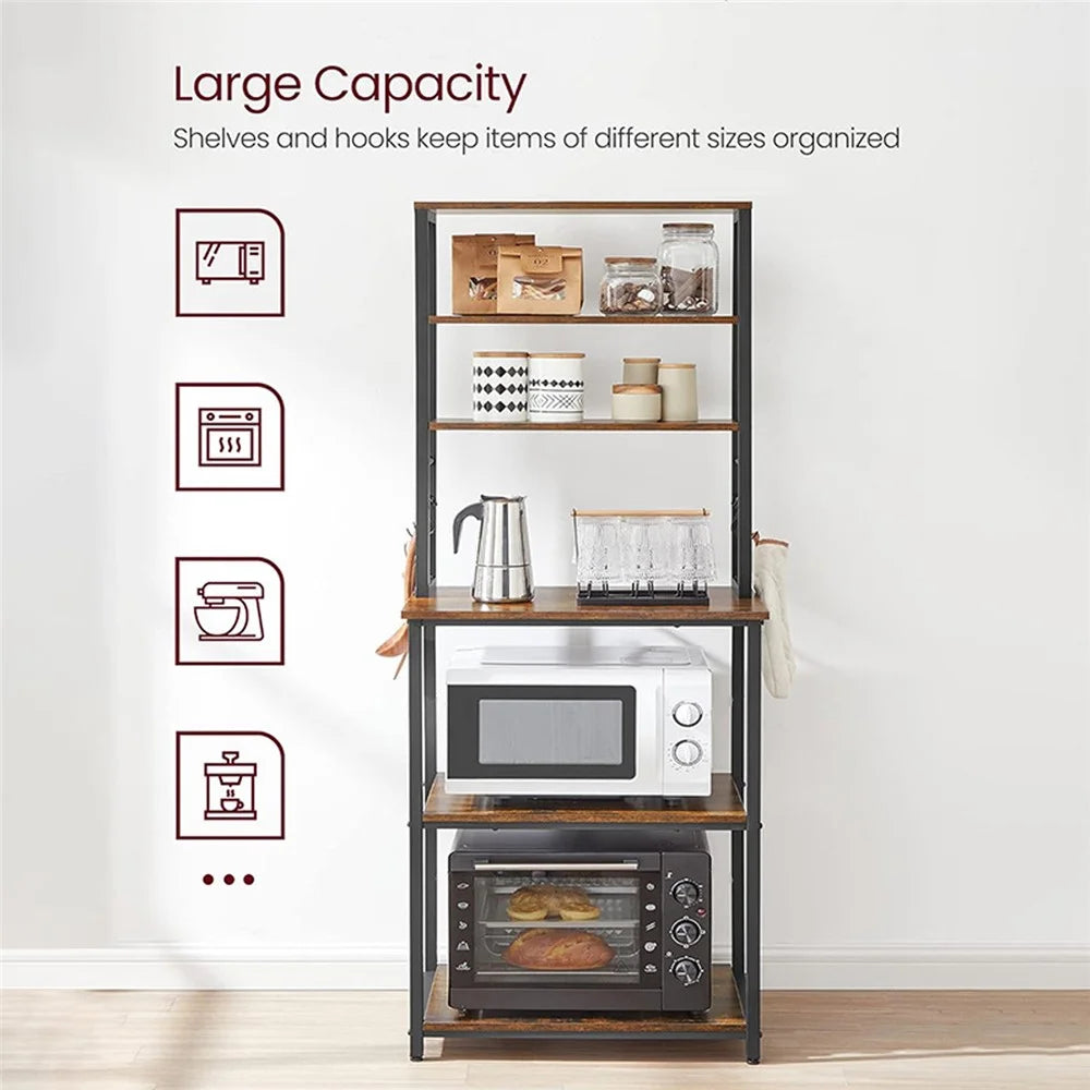 Microwave Oven Stand Kitchen Storage Rack Multi-Function Bread Shelf Multi-Layer Organizer for Home - 5