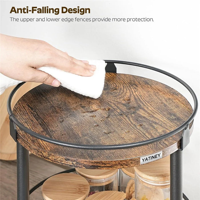 2-Tier Rotating Spice Rack Space Saving Kitchen Seasoning Organizer Metal Frame Storage Shelf - 6