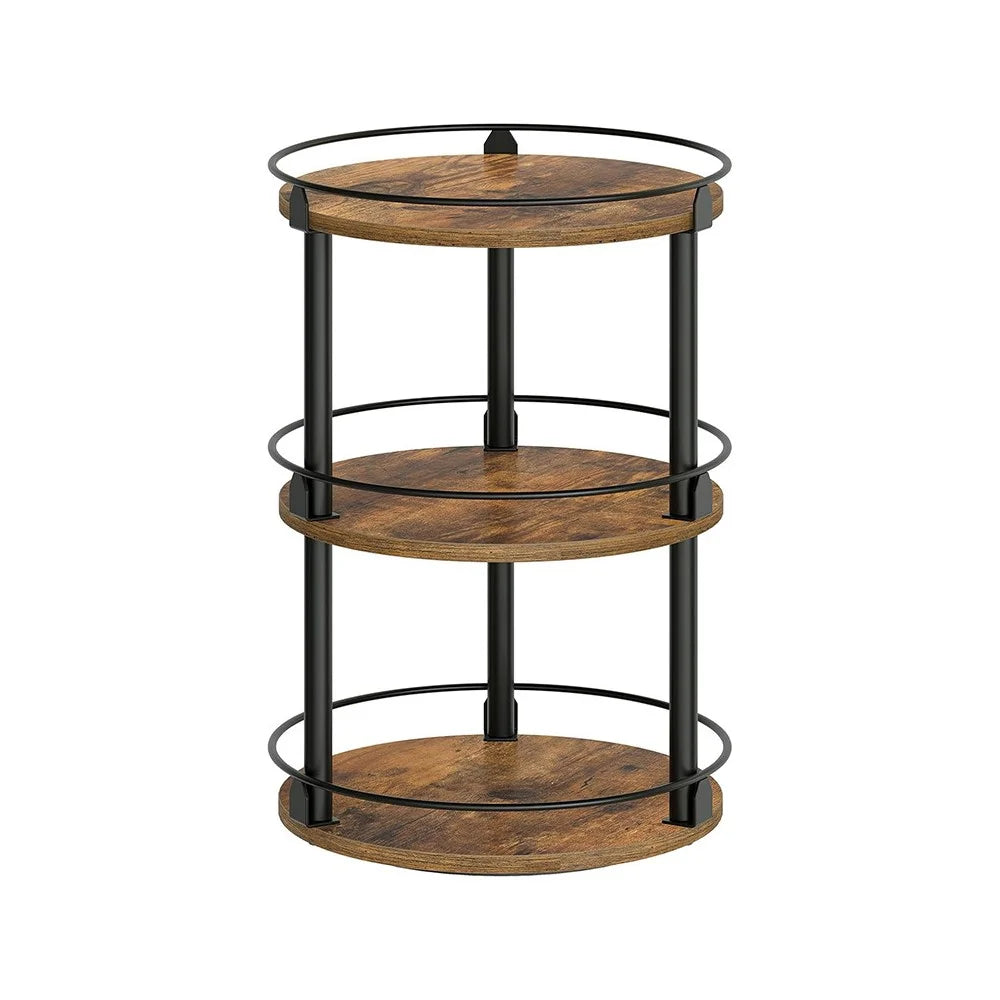 3-Tier Rotating Spice Rack Space Saving Kitchen Seasoning Organizer Metal Frame Storage Shelf - 1