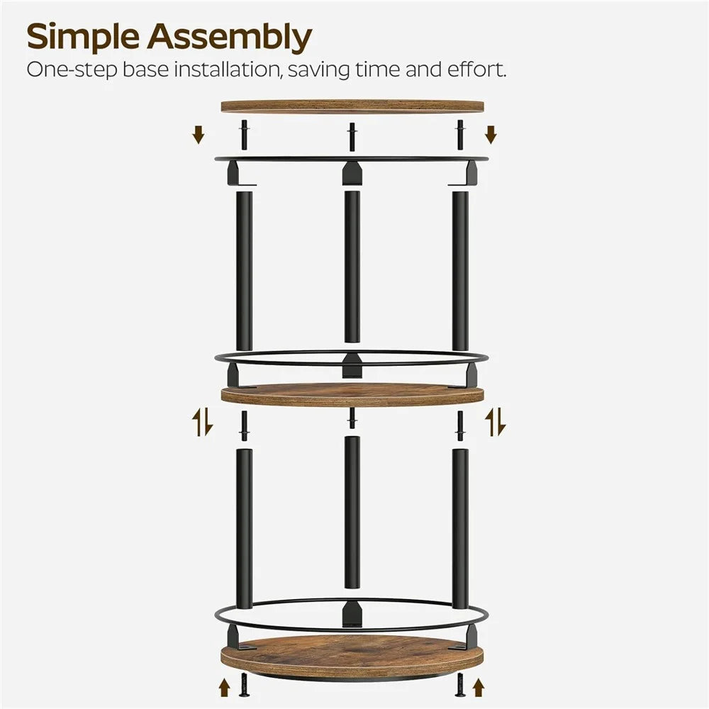 3-Tier Rotating Spice Rack Space Saving Kitchen Seasoning Organizer Metal Frame Storage Shelf - 4