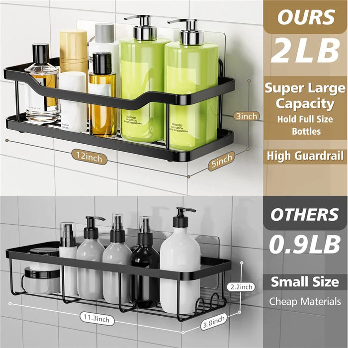 2Pcs Stainless Steel Bathroom Shelf Set Wall Mounted Storage Rack Draining Shelf for Shower Organizer - 5