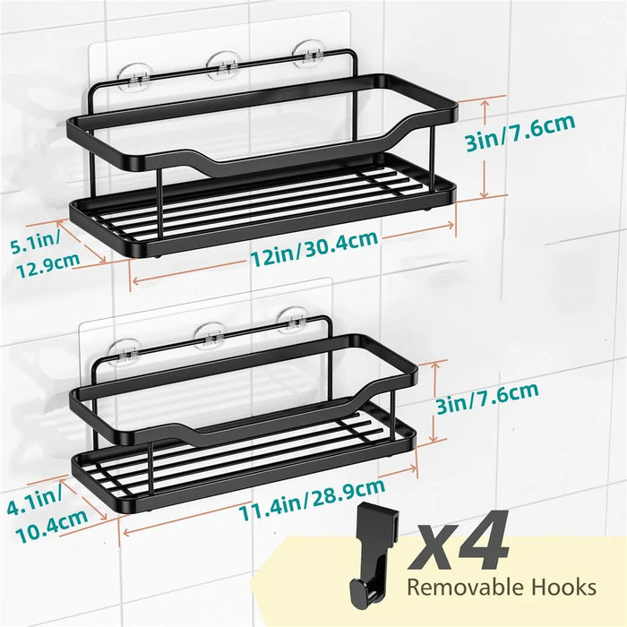 2Pcs Stainless Steel Bathroom Shelf Set Wall Mounted Storage Rack Draining Shelf for Shower Organizer - 6