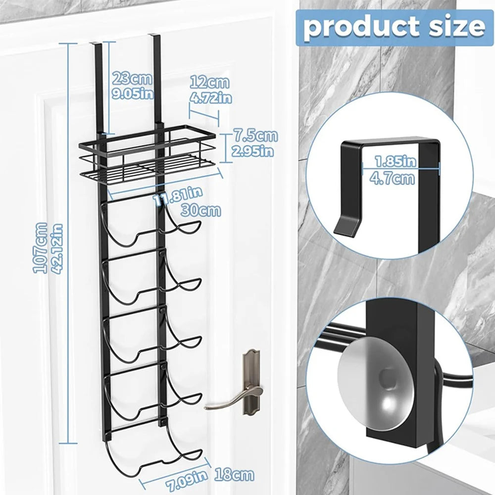 Over Door Towel Rack 6 Tier Bathroom Organizer Shower Hanger Storage Shelf for Shampoo / Body Wash / Toiletries - Black - 4