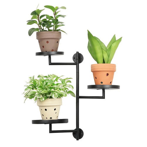 Rotating Plant Stand Wall Mounted Multi-Tier Iron Display Holder Plant Pot Shelf for Window  /  Balcony  /  Home Decor - 1