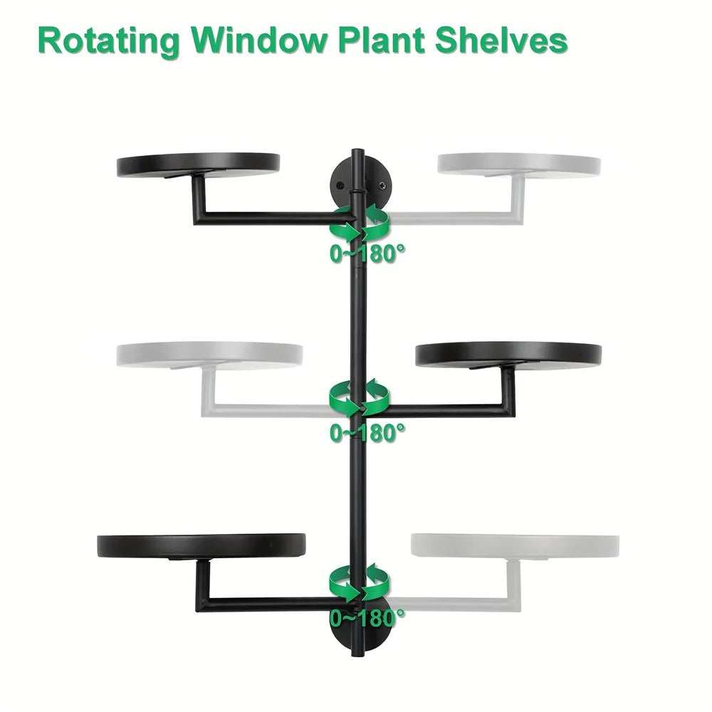 Rotating Plant Stand Wall Mounted Multi-Tier Iron Display Holder Plant Pot Shelf for Window  /  Balcony  /  Home Decor - 4