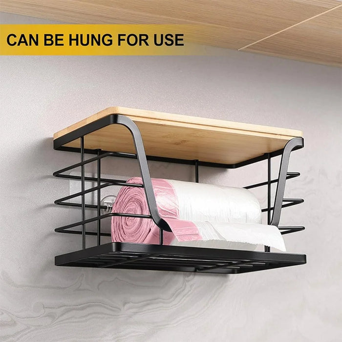 2Pcs Kitchen Sink Organizer Trash Bag Holder Fruit Storage Basket Wall Mounted Cabinet Hanging Shelf - 3