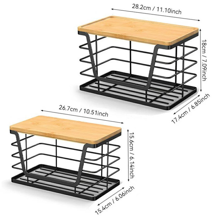 2Pcs Kitchen Sink Organizer Trash Bag Holder Fruit Storage Basket Wall Mounted Cabinet Hanging Shelf - 7