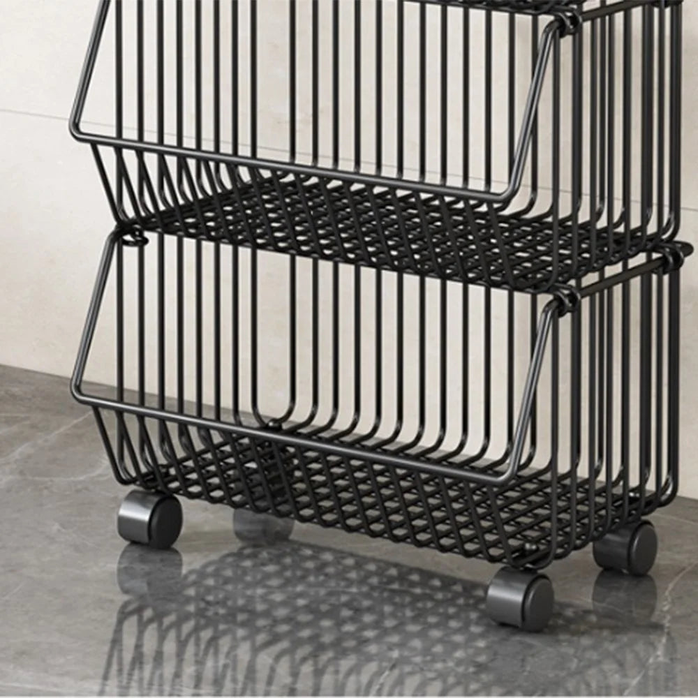 Medium 5-Tier Kitchen Vegetable Storage Rack Rolling Cart Fruit Organizer Storage Holder Floor Standing Shelving - 3