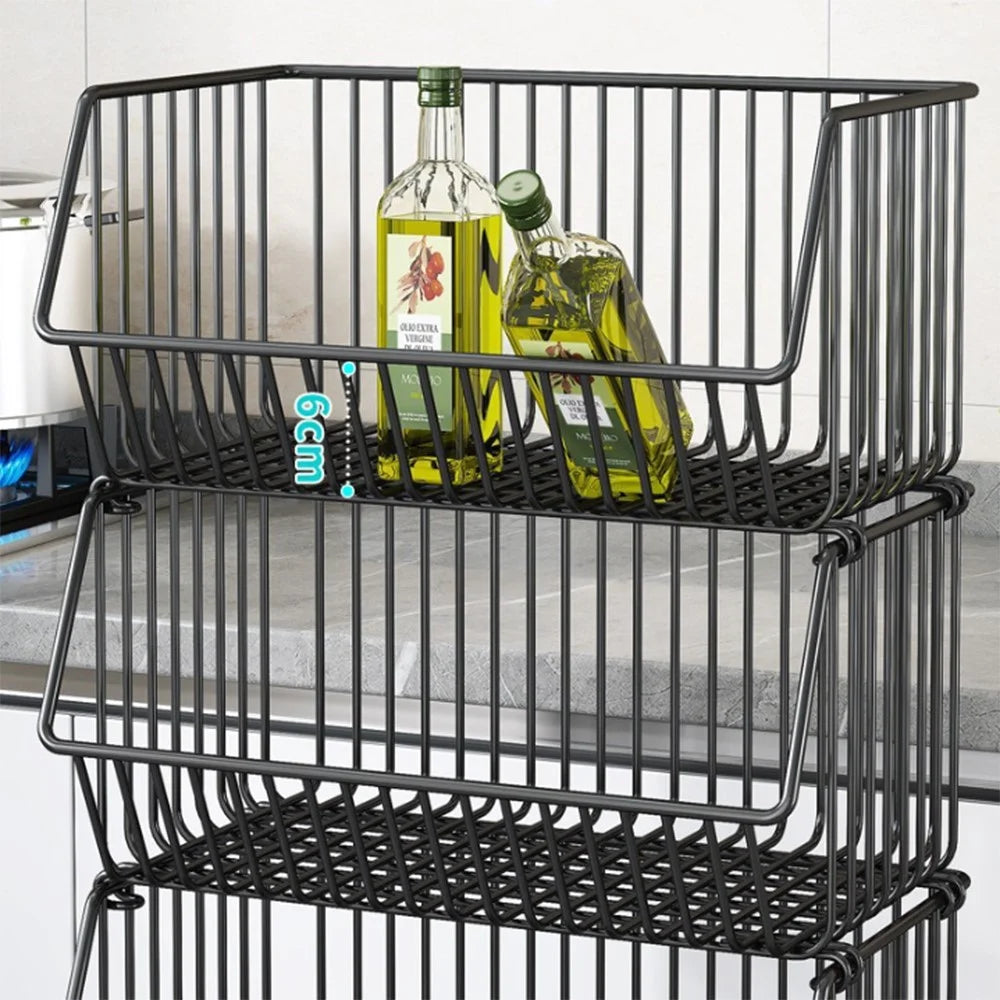 Medium 5-Tier Kitchen Vegetable Storage Rack Rolling Cart Fruit Organizer Storage Holder Floor Standing Shelving - 5