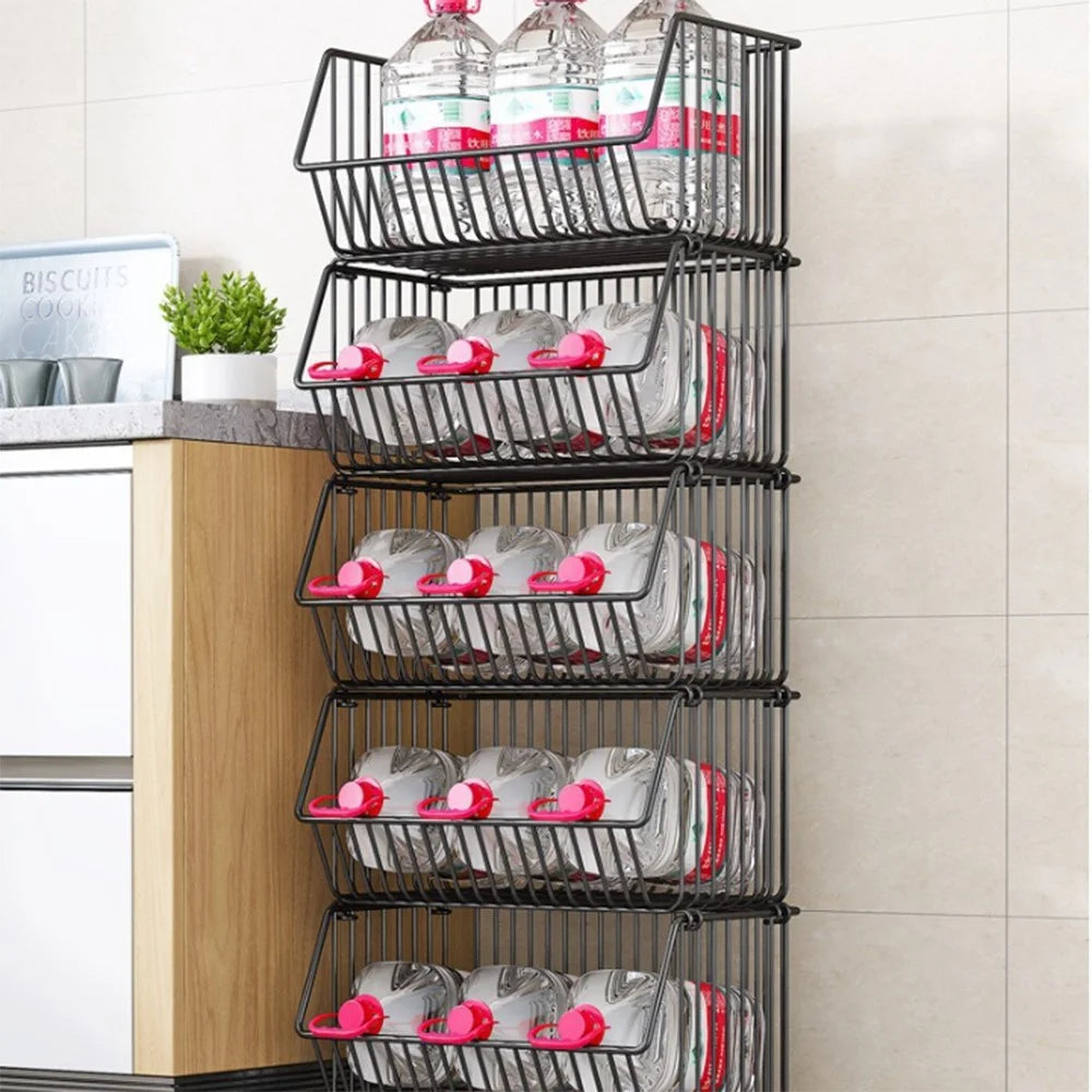 Medium 5-Tier Kitchen Vegetable Storage Rack Rolling Cart Fruit Organizer Storage Holder Floor Standing Shelving - 6