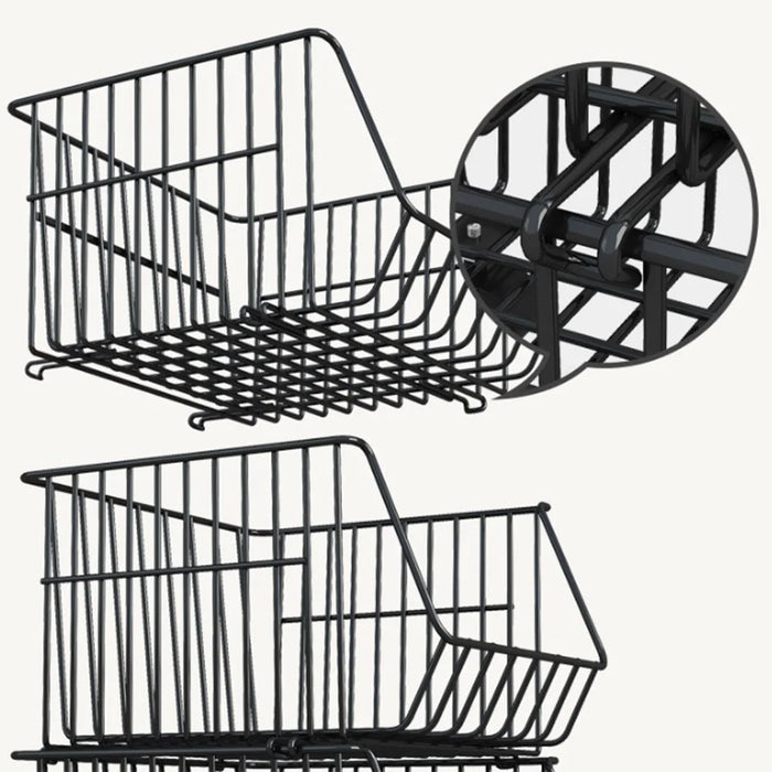 Large 2 Tier Kitchen Vegetable Storage Rack Fruit Organizer Multi-Function Rolling Cart Floor Standing Shelf Basket - 5