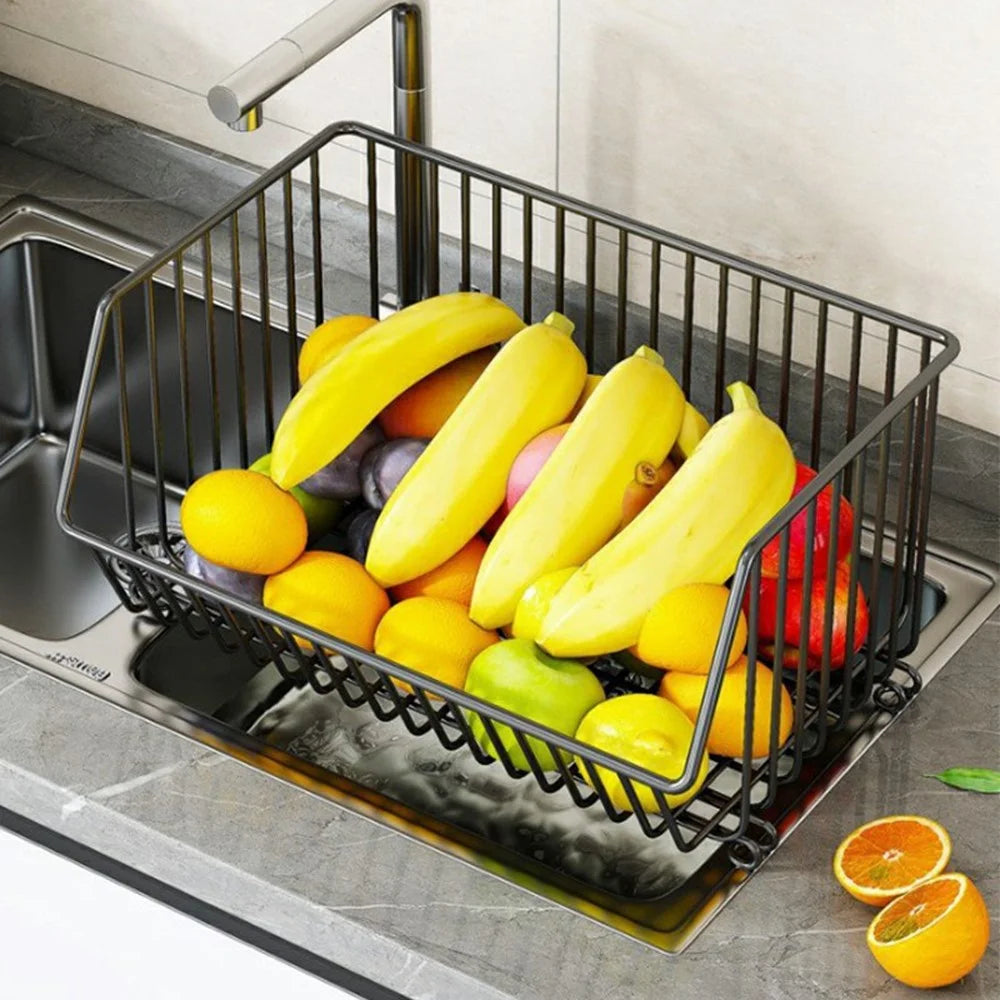 Large 5-Tier Kitchen Vegetable Fruit Storage Rack Large Capacity Rolling Cart Floor Standing Shelf Basket - Black - 2