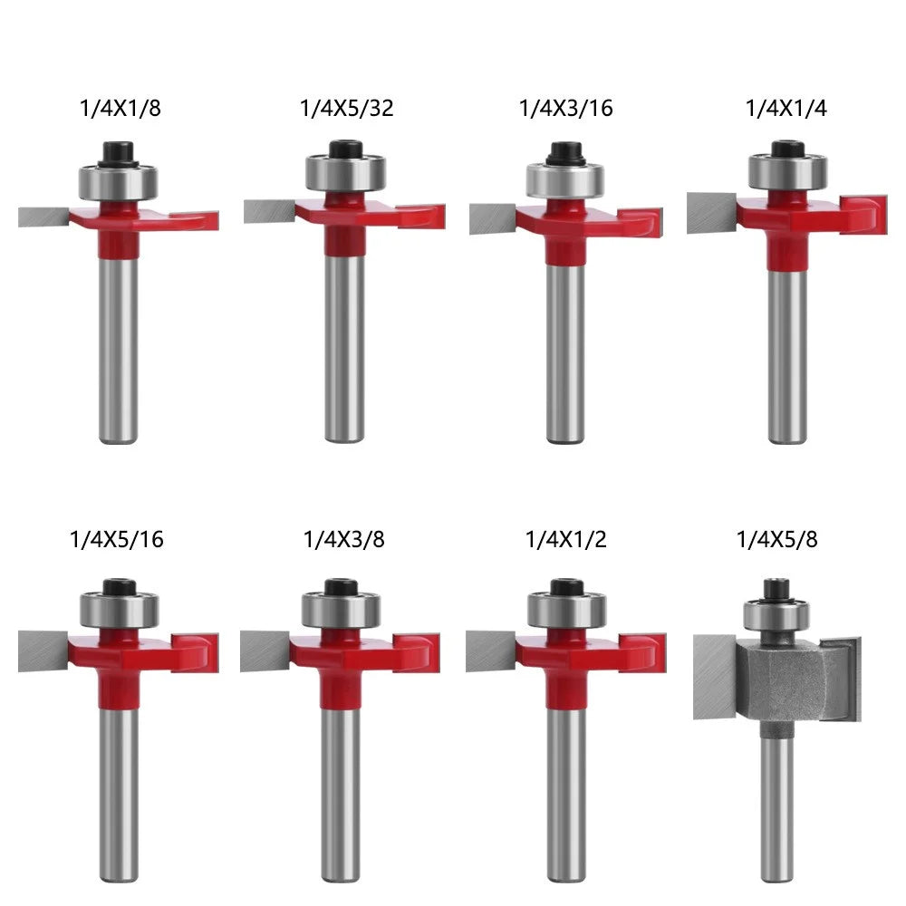 C0714410R 1 / 4"x3 / 8" Shank Router Bit T-Shape Grooving Cutter Alloy Milling Cutter for Wood MDF Woodworking Tool - 4