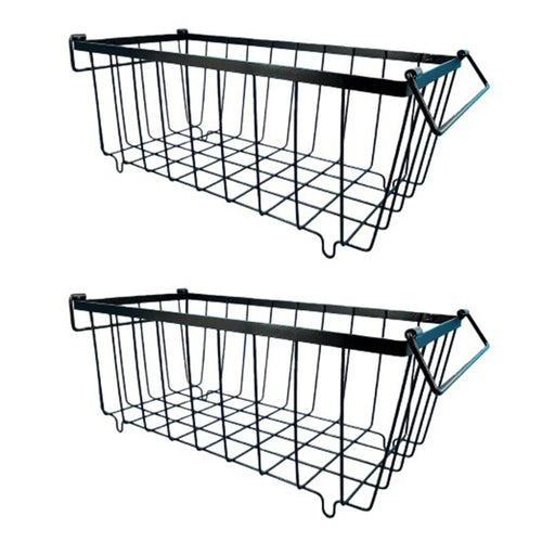 2Pcs Freezer Storage Holder Kitchen Organizer Metal Wire Basket with Handle for Refrigerator - 1