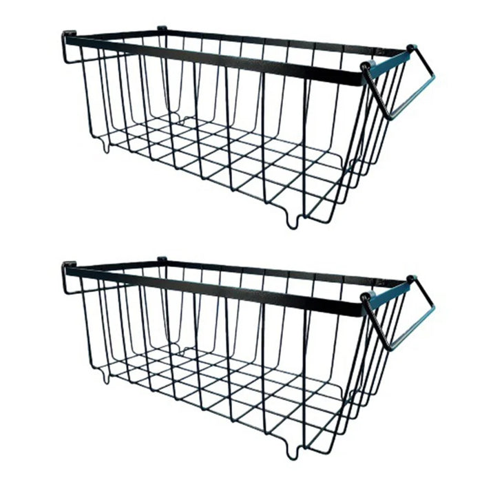 2Pcs Freezer Storage Holder Kitchen Organizer Metal Wire Basket with Handle for Refrigerator - 1