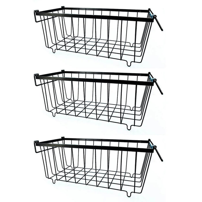 3Pcs Freezer Storage Holder Kitchen Organizer Metal Wire Basket with Handle for Refrigerator - 2