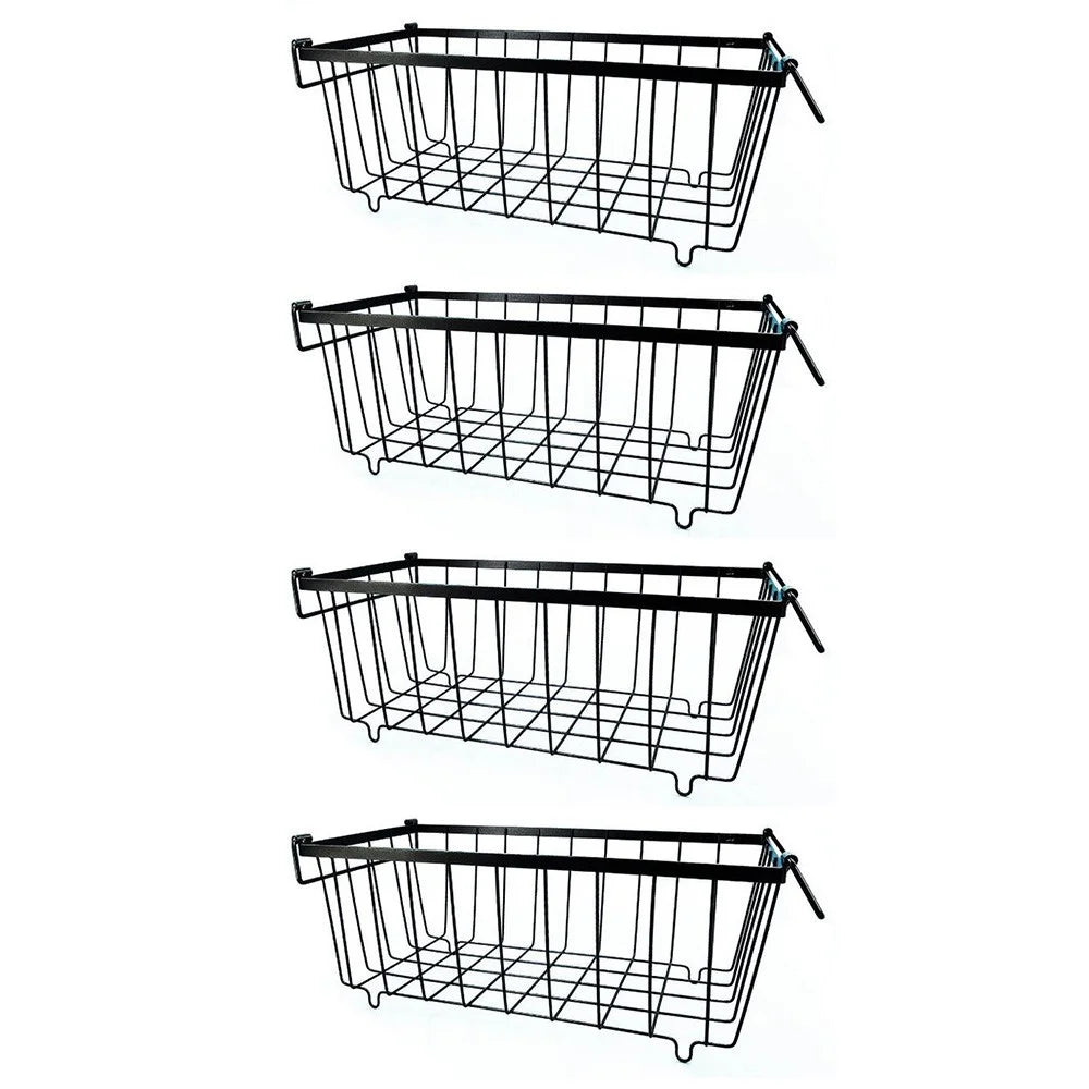 4Pcs Freezer Storage Holder Kitchen Organizer Metal Wire Basket with Handle for Refrigerator - 1