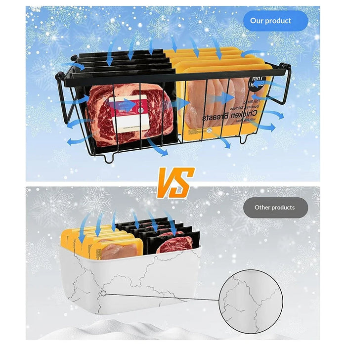 4Pcs Freezer Storage Holder Kitchen Organizer Metal Wire Basket with Handle for Refrigerator - 5