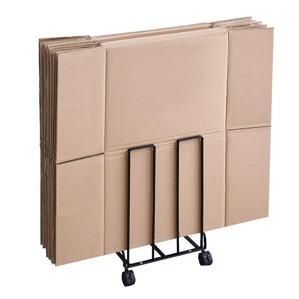 31×26×43.5cm Movable Cardboard Storage Rack 220 LBS Capacity Rolling Paper Box Organizer Shelf for Home Warehouse Garage - Black - 1
