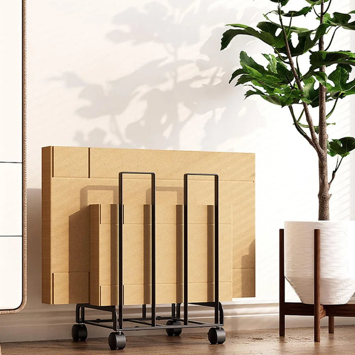 31×26×43.5cm Movable Cardboard Storage Rack 220 LBS Capacity Rolling Paper Box Organizer Shelf for Home Warehouse Garage - Black - 3