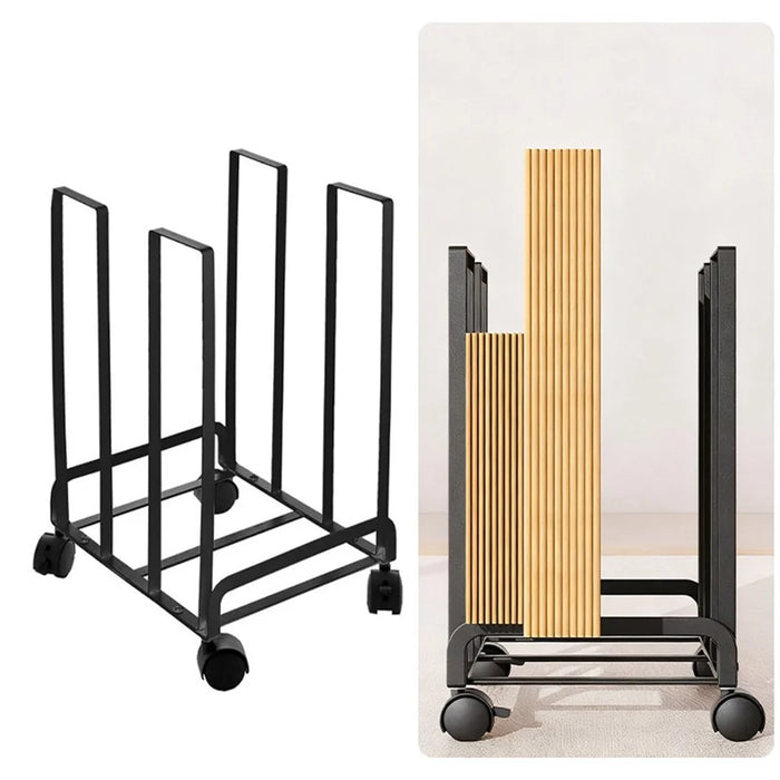31×26×43.5cm Movable Cardboard Storage Rack 220 LBS Capacity Rolling Paper Box Organizer Shelf for Home Warehouse Garage - Black - 5