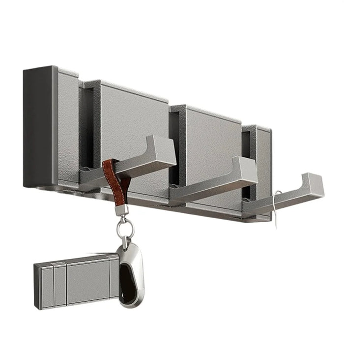 3-Hook Foldable Over Door Hanger No Drilling Space Saving Wall Mounted Coat Rack for Entryway Bathroom - Tarnish - 1