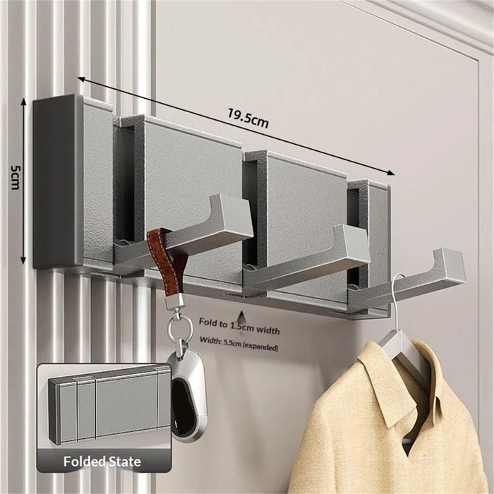 3-Hook Foldable Over Door Hanger No Drilling Space Saving Wall Mounted Coat Rack for Entryway Bathroom - Tarnish - 2