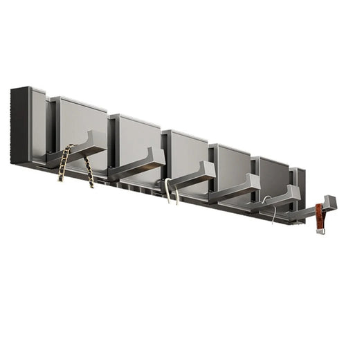 6-Hook Foldable Over Door Hanger No Drilling Space Saving Wall Mounted Coat Rack for Entryway Bathroom - Tarnish - 1
