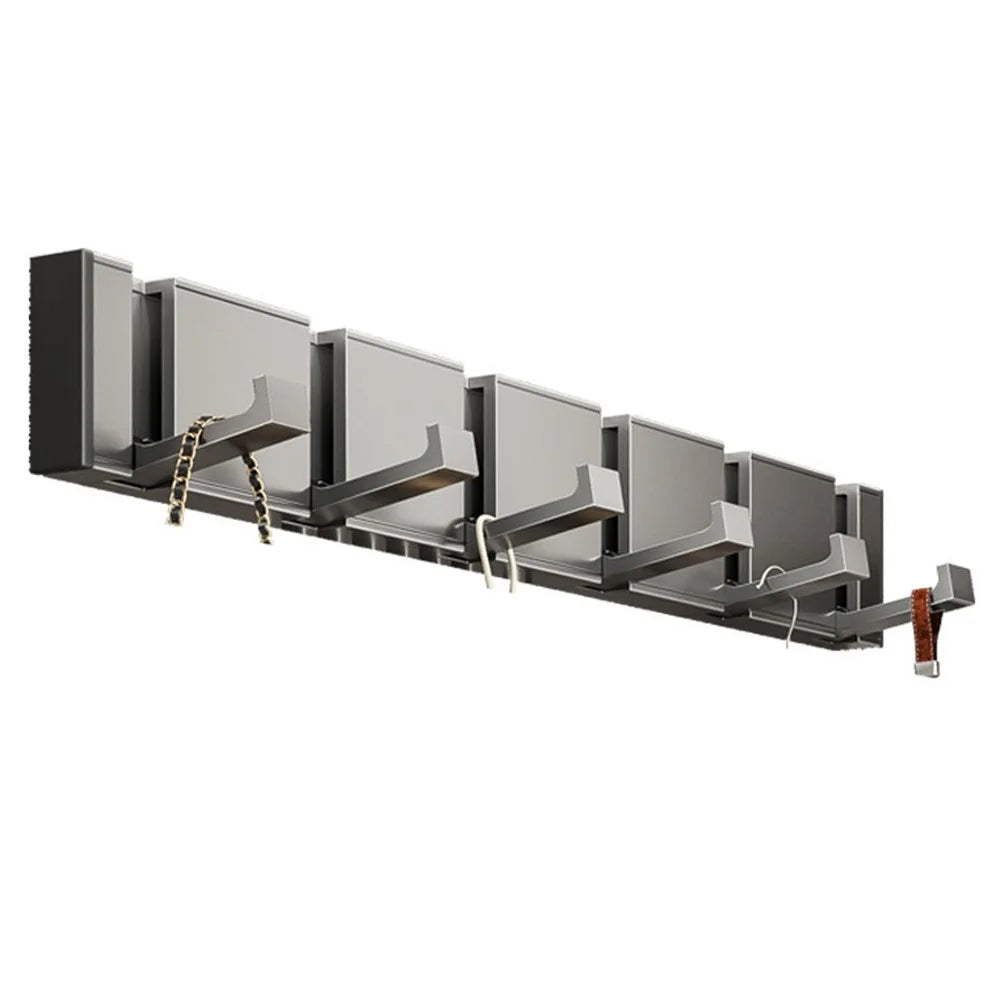 6-Hook Foldable Over Door Hanger No Drilling Space Saving Wall Mounted Coat Rack for Entryway Bathroom - Tarnish - 1