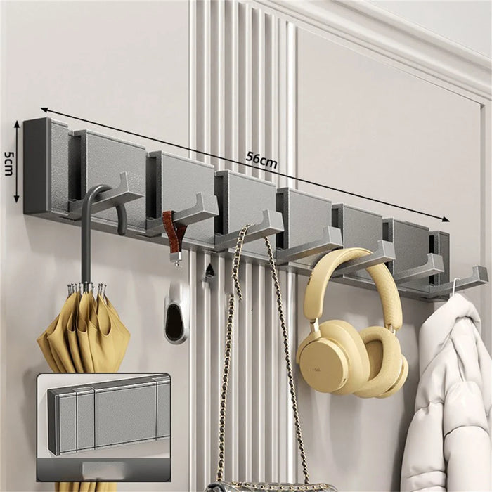 8-Hook Foldable Over Door Hanger No Drilling Space Saving Wall Mounted Coat Rack for Entryway Bathroom - Tarnish - 1