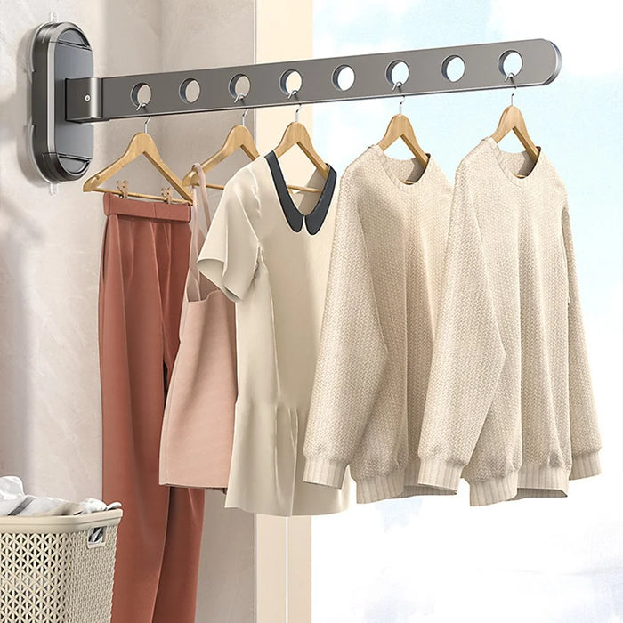 44cm Length 8-Hole Clothes Hanger Suction Cup Wall Mounted Foldable Drying Rack Indoor Laundry Organizer - Tarnish - 3