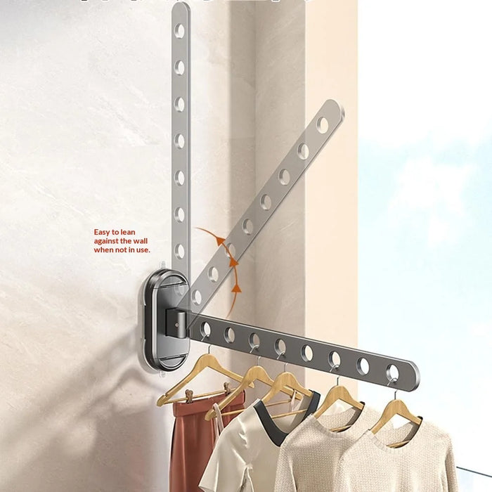 44cm Length 8-Hole Clothes Hanger Suction Cup Wall Mounted Foldable Drying Rack Indoor Laundry Organizer - Tarnish - 5