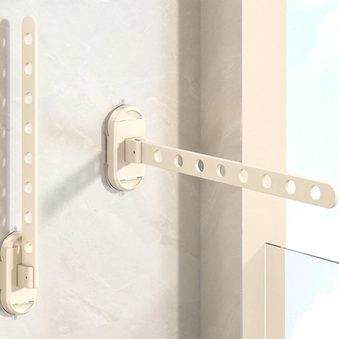 44cm Length 8-Hole Clothes Hanger Suction Cup Wall Mounted Foldable Drying Rack Indoor Laundry Organizer - Tarnish - 6
