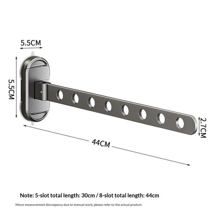 44cm Length 8-Hole Clothes Hanger Suction Cup Wall Mounted Foldable Drying Rack Indoor Laundry Organizer - Tarnish - 7