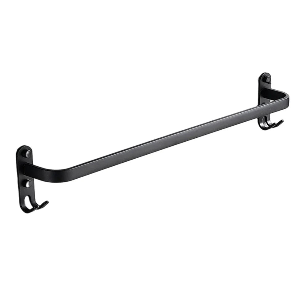 70cm Single Bar Towel Rack Wall Mounted Space Aluminum Bathroom Towel Holder Hanger - Black - 1