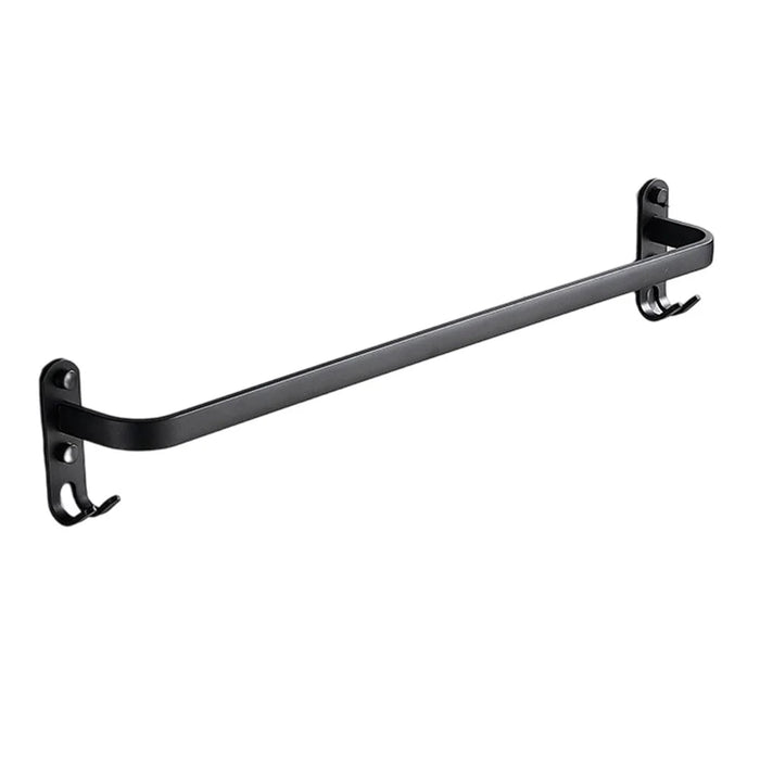 80cm Single Bar Towel Rack Wall Mounted Space Aluminum Bathroom Towel Holder Hanger - Black - 1