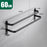 60cm Double Towel Bars Wall Mounted Space Aluminum Towel Holder Hanger for Bathroom - Black - 5