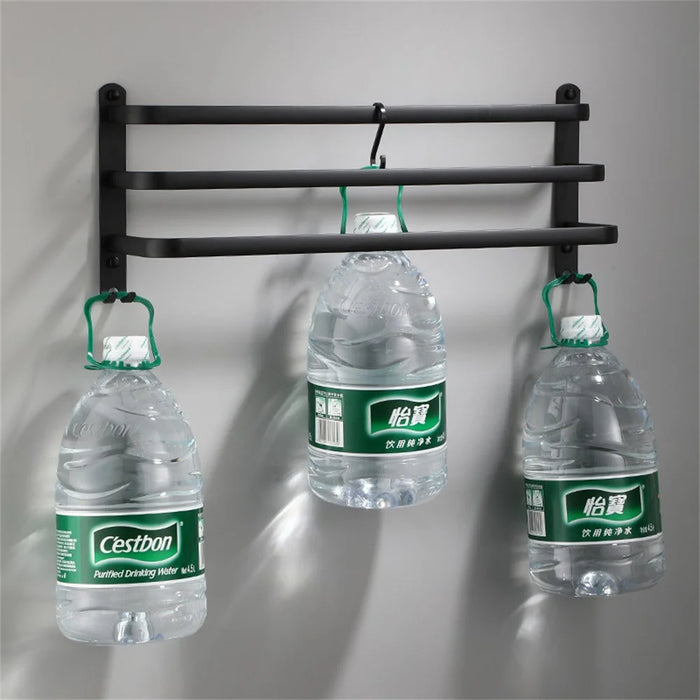 70cm 3-Tiers Towel Bars Wall Mounted Space Aluminum Towel Rail Rack for Bathroom - Black - 5
