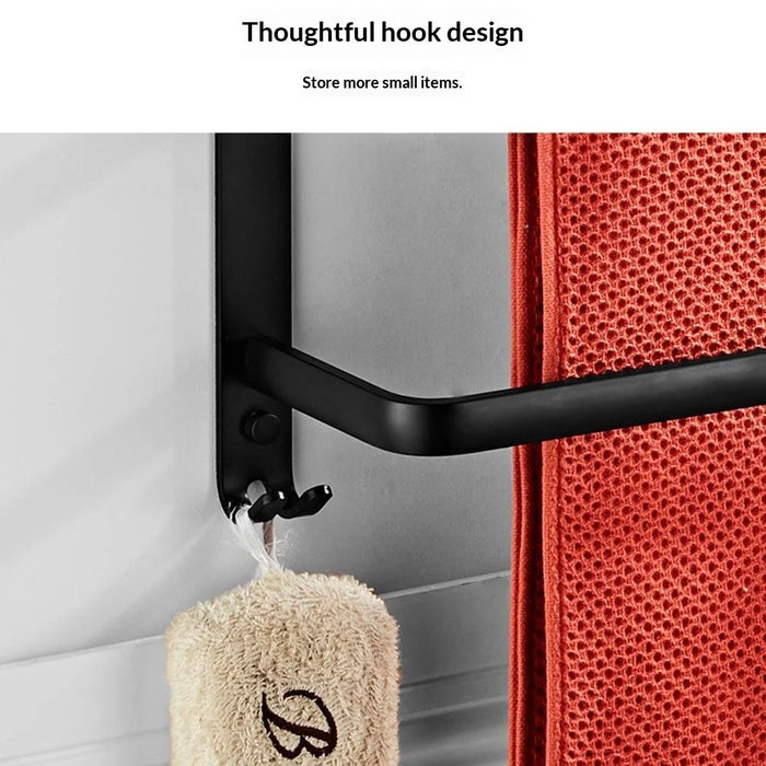 80cm 3-Tiers Towel Bars Wall Mounted Space Aluminum Towel Rail Rack for Bathroom - Black - 7