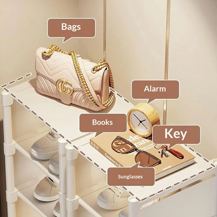 4 Tier Shoe Rack Space Saving Entryway Organizer Stackable Storage Shelf For Hallway Bedroom Closet - White - 2