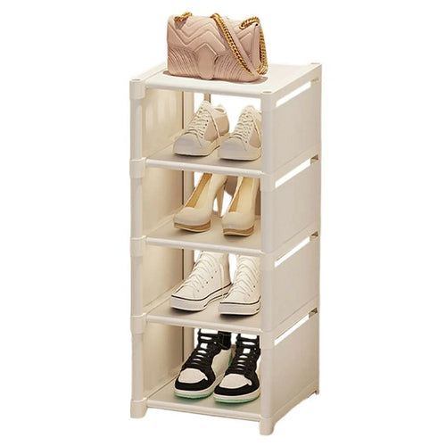 5 Tier Shoe Rack Space Saving Entryway Organizer Stackable Storage Shelf For Hallway Bedroom Closet - White - 1