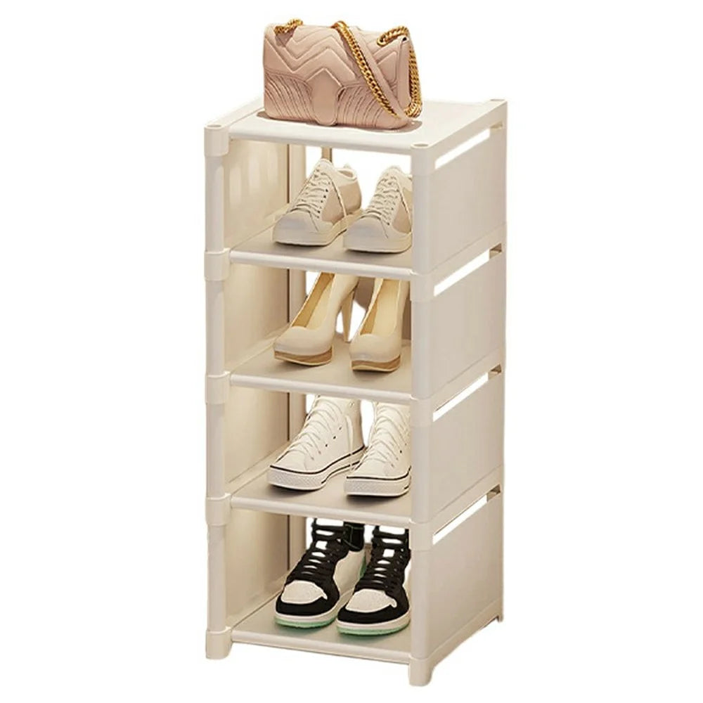 5 Tier Shoe Rack Space Saving Entryway Organizer Stackable Storage Shelf For Hallway Bedroom Closet - White - 1