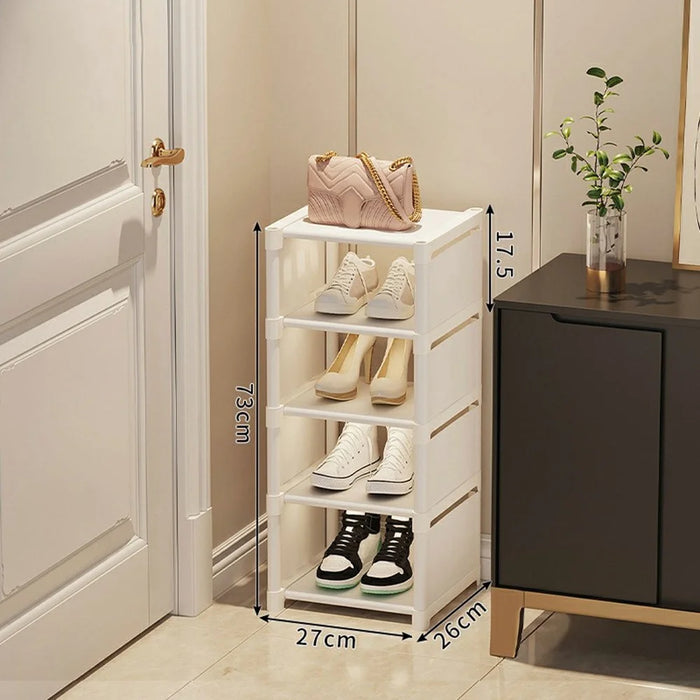 5 Tier Shoe Rack Space Saving Entryway Organizer Stackable Storage Shelf For Hallway Bedroom Closet - White - 3