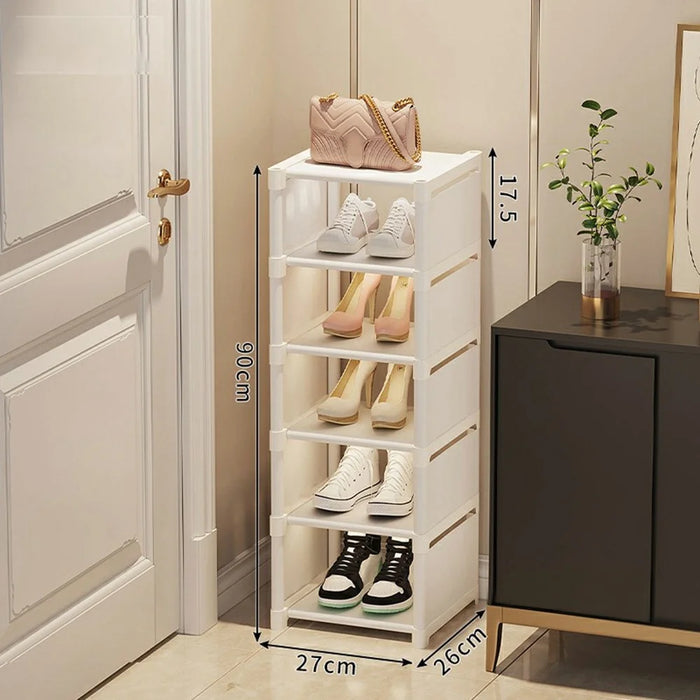 6 Tier Shoe Rack Space Saving Entryway Organizer Stackable Storage Shelf For Hallway Bedroom Closet - White - 3