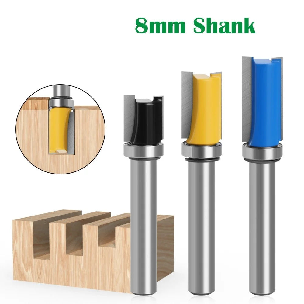 MC02210T3 3PCS 8mm Shank Woodworking Slotting Cutter Wood Trimmer Knife Cutting Tool Set - 2