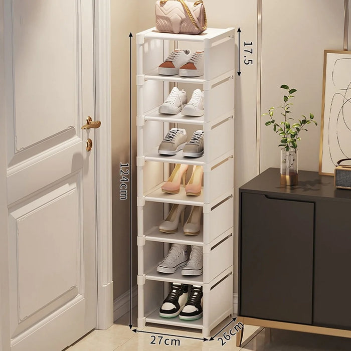 8 Tier Shoe Rack Space Saving Entryway Organizer Stackable Storage Shelf For Hallway Bedroom Closet - White - 1